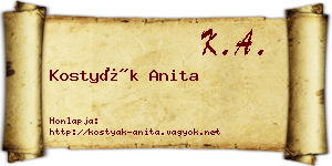 Kostyák Anita névjegykártya